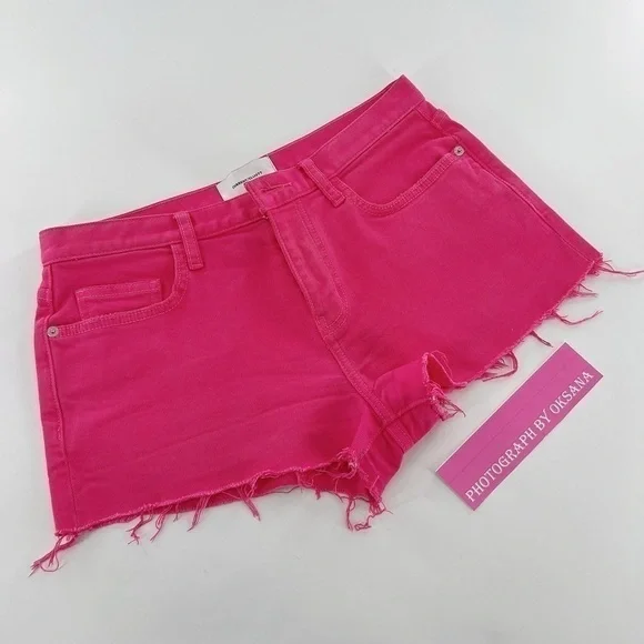 Current/Elliott The Boyfriend Cutoff Denim Shorts, Fandango Pink - Size 26 - Picture 6 of 13